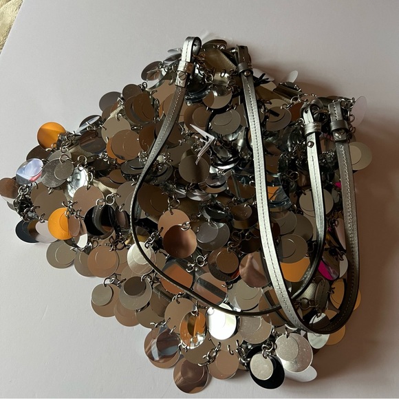 RABANNE BY PACO RABANNE SPARKLE SILVER DISC BAG NEW - Picture 8 of 15